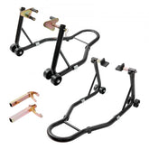 Motorcycle Stand Lift, 850lbs Front Rear Combo Stand Lift Stand, Front and Rear Wheel Fork Stand, U+L Fork Swingarm Spool, Compatible with Most Yamaha Honda Kawasaki Suzuki Motorcycles, Black